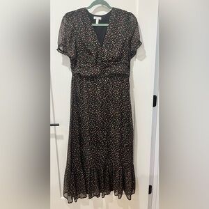 Nordstrom Leith Black Floral Maxi Dress